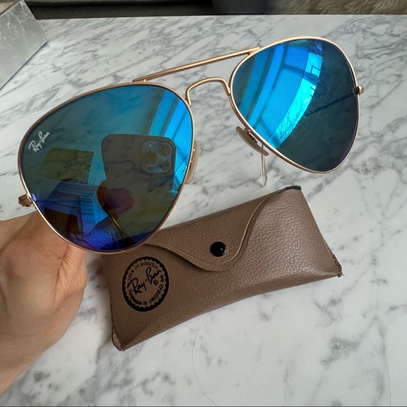 Ray Ban Large Aviator Flash Blue Mirror 3025 - Picture 6 of 10